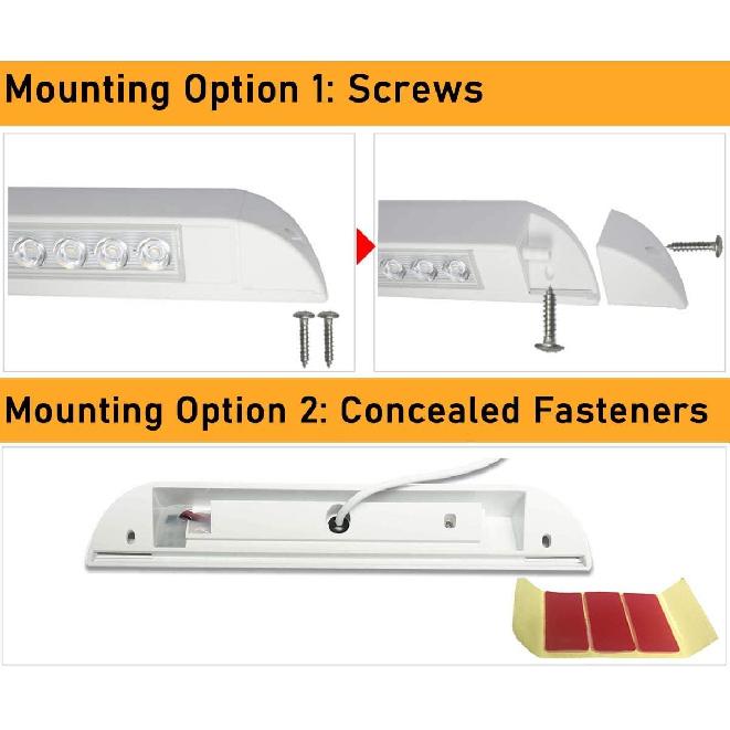 Raycharm 10" RV & Marine Boat LED Awning Porch Utility Light Fixture, 40° Down Angle Beam, 6000K Cool-White, 12V/24V DC, High Light-Output Low