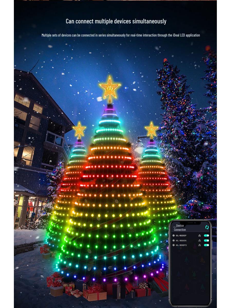 

APP-Controlled LED Color-Changing Christmas Tree Lights with Bluetooth, PVC Neon String, Holiday Decoration, and Adjustable Atmosphere Lighting 5V/3A-15W UK Plug