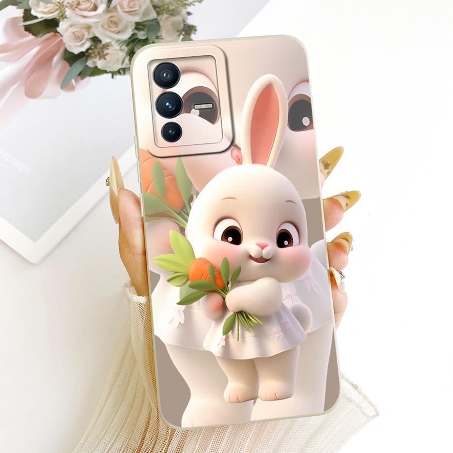For Vivo V23 Pro Case V2132 Cute Rabbit Cartoon Cover Shockproof Soft TPU Phone Case For Vivo V23e V 23 VivoV23 Pro Fundas Coque