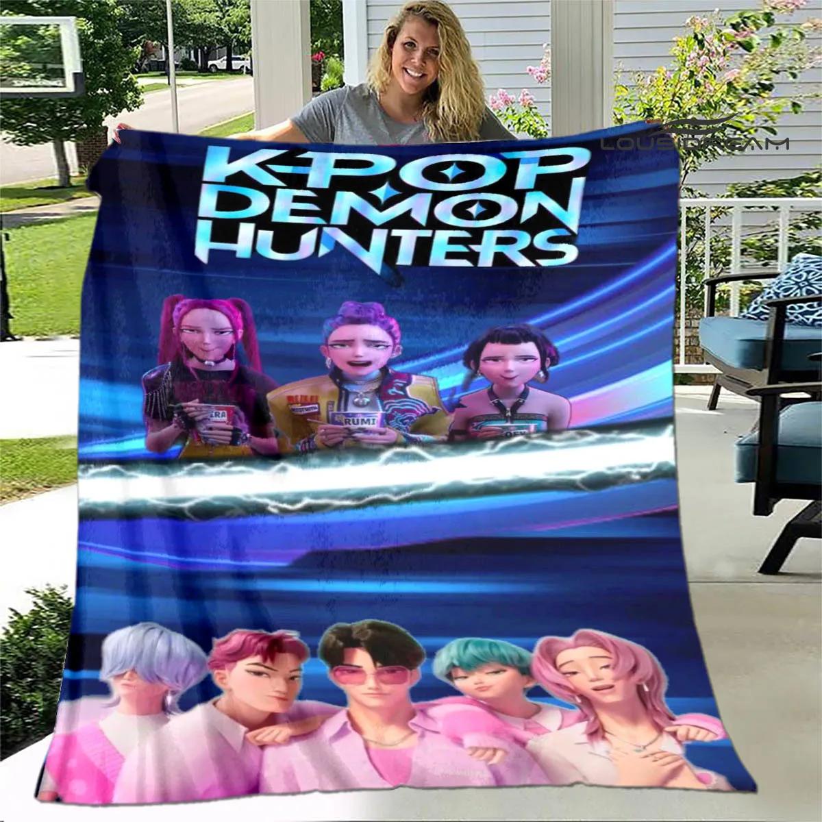 

3D KPop Demon Hunters Cartoon blanket Warm blankets Soft and comfortable blanket Home Travel Blankets bed linings Birthday Gift 30x40in