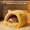Resilient PP Cotton Cat House Cave Bed, Warm Semi Enclosed Hideaway, Winter Sleeping Easy Care Washable Pet Bag with Snap Buttons, Cozy Calming