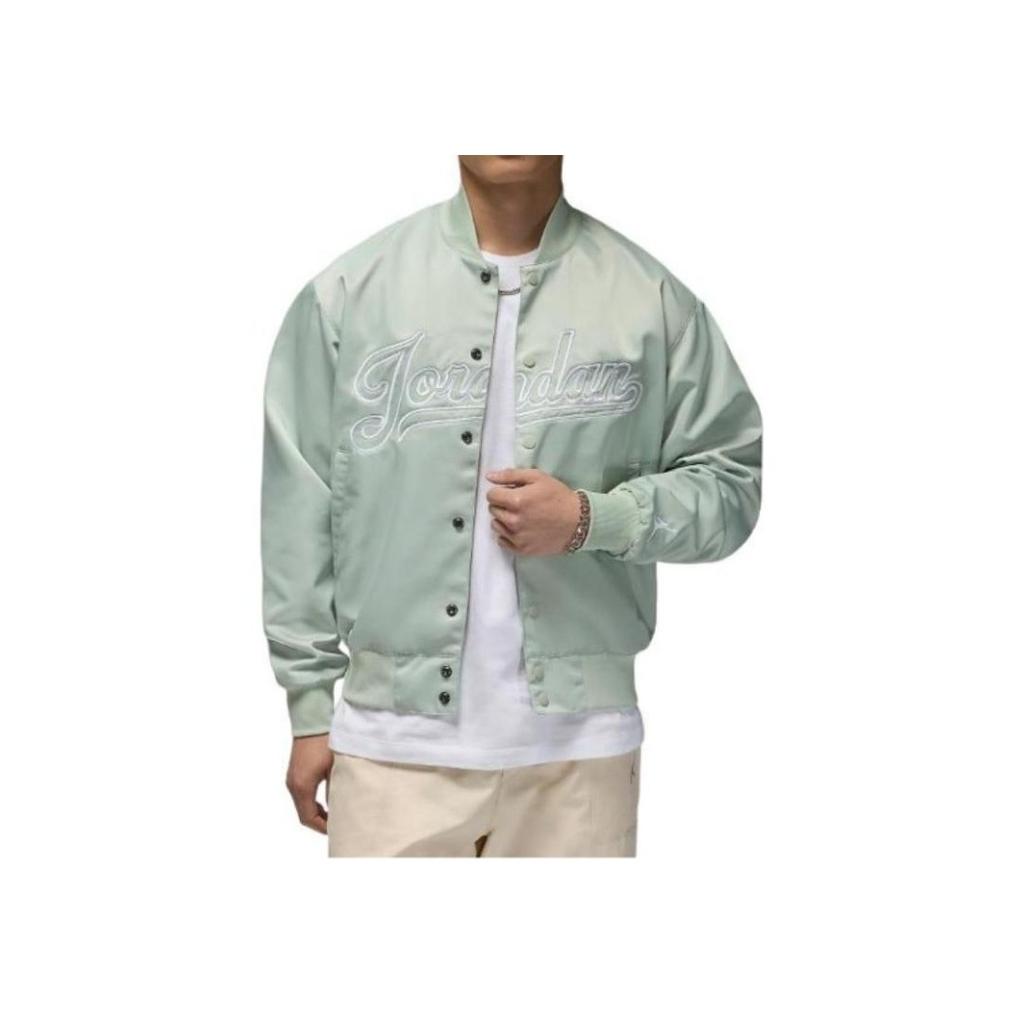Jordan Flight MVP Embroidered Logo Baseball Collar Button-Up Long Sleeve Jacket Men Jacket Aqua FN4660-005