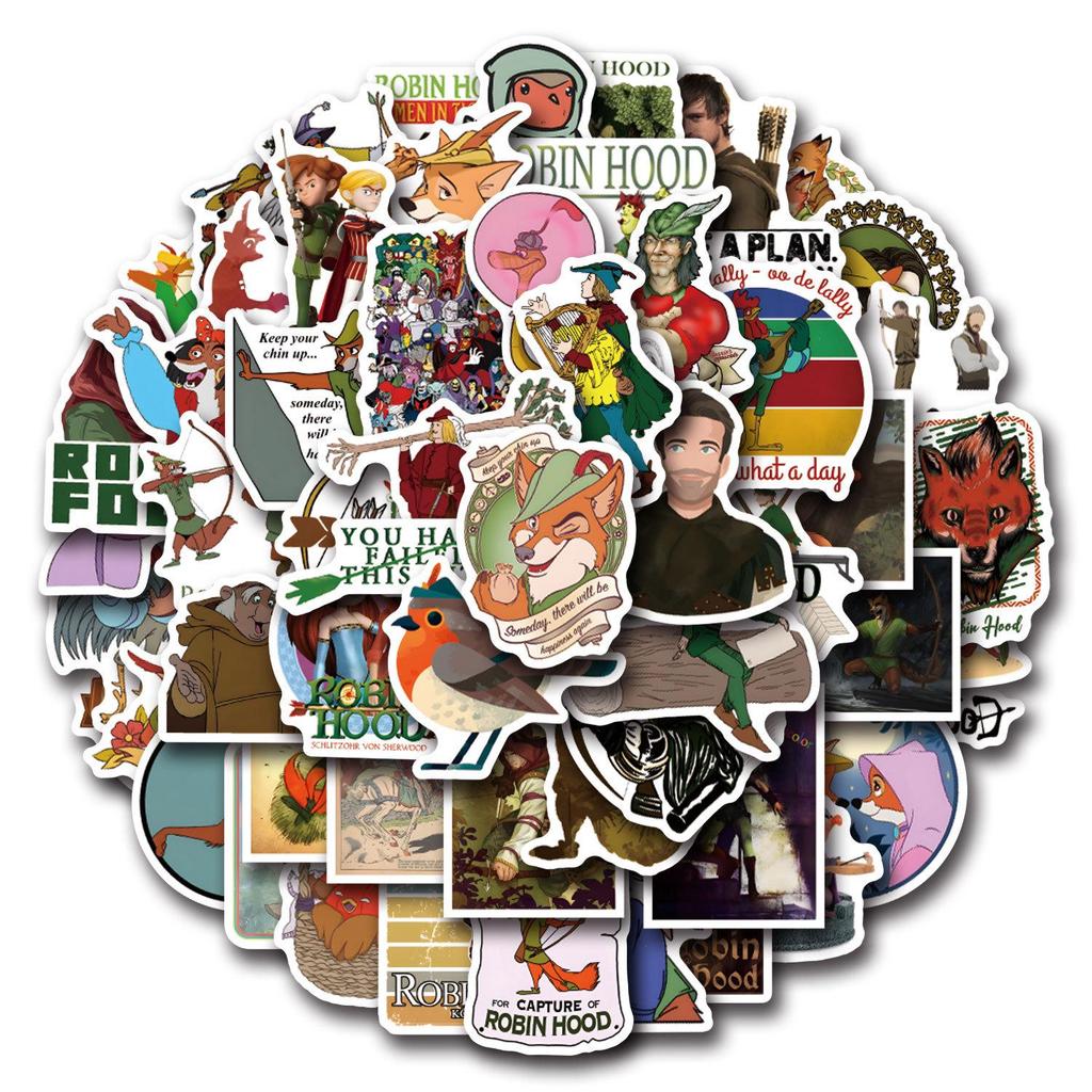 55 Wodoodpornych Naklejek z Kreskówką Robin Hooda do Zeszytów, Artykułów Papierniczych, Butelek na Wodę, Laptopów