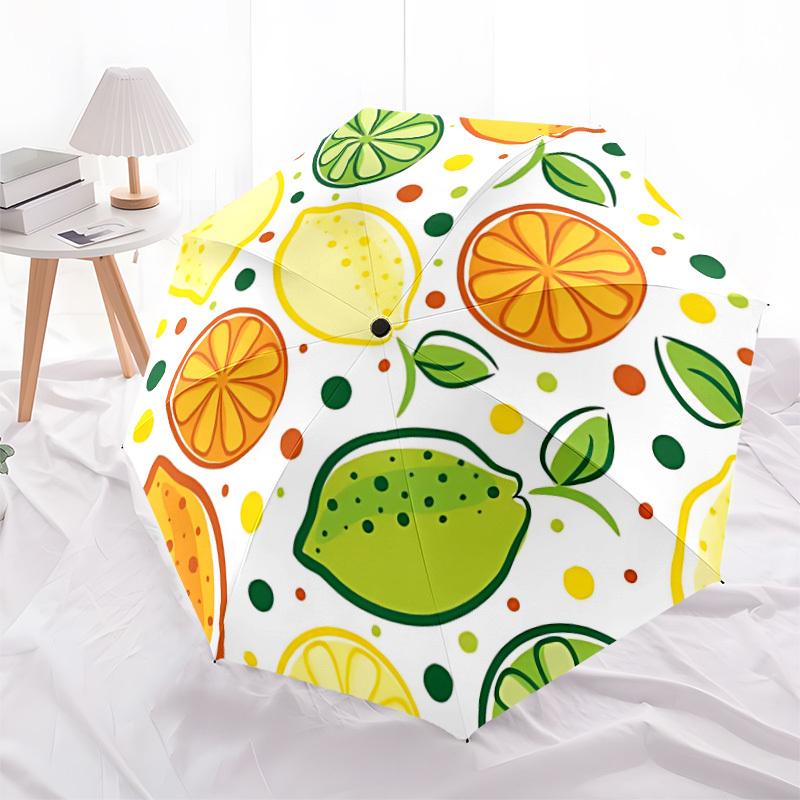1pc Citrus Fruits Automatic Open/Close Folding Umbrella - Compact 8-Rib Design, Daily Use, Perfect Gift for Friends & Family Yy260327065