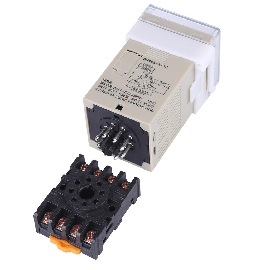 110V AC DH48S S 0.1s~99h Cycle Control Digital Display Time Relay with Base