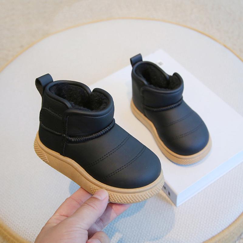 Children's snow boots, winter boys' short boots with thick fleece, girls' cotton boots, warm baby cotton shoes