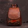 Vintage Embossed Large Capacity Women Backpack Genuine Leather Bag 2024 New Leisure Nature Soft Cowhide Travel Bags