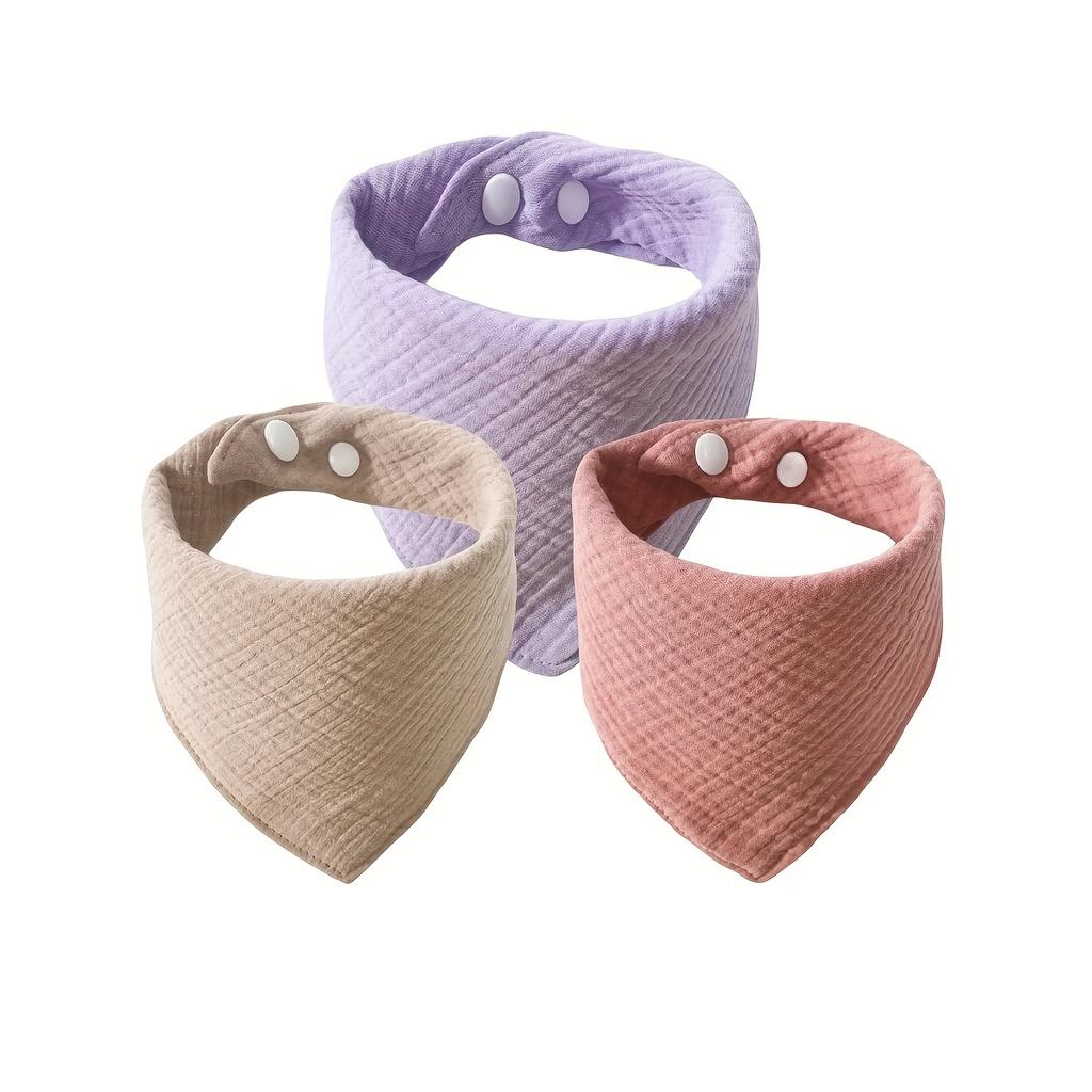 3pcs Soft Burp Towels, Muslin Six-layer Gauze Bibs Soft Feeding Bibs Cotton Crepe Triangle Bib - For Babies & Toddlers Drool Bib