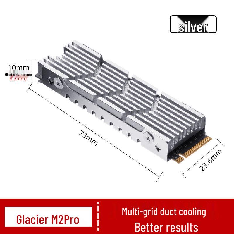 

Радиатор для твердотельного накопителя Han Che Glacier M2Pro NVMe M.2 для PS5 (2280) серебряный