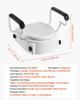 Raised Toilet Seat with Arms, 136.1 kg Load Capacity, 3-Level Adjustable Height, Widened Commode Elevated Toilet Seat Riser with Padded Handles for