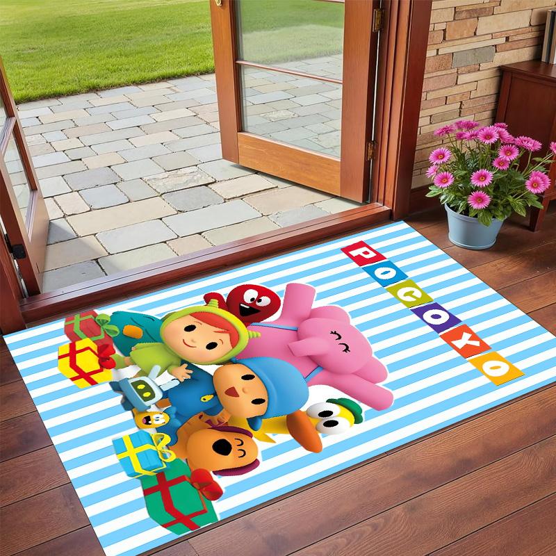 Anti‑Slip Crystal Velvet Floor Rug, Pocoyó cartoon Design Carpet for Indoor Living Bedroom Home Decoration