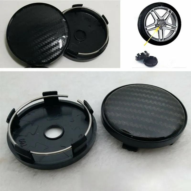 4 pcs. Wheel center caps, 60 mm / 58 mm, made of carbon fiber