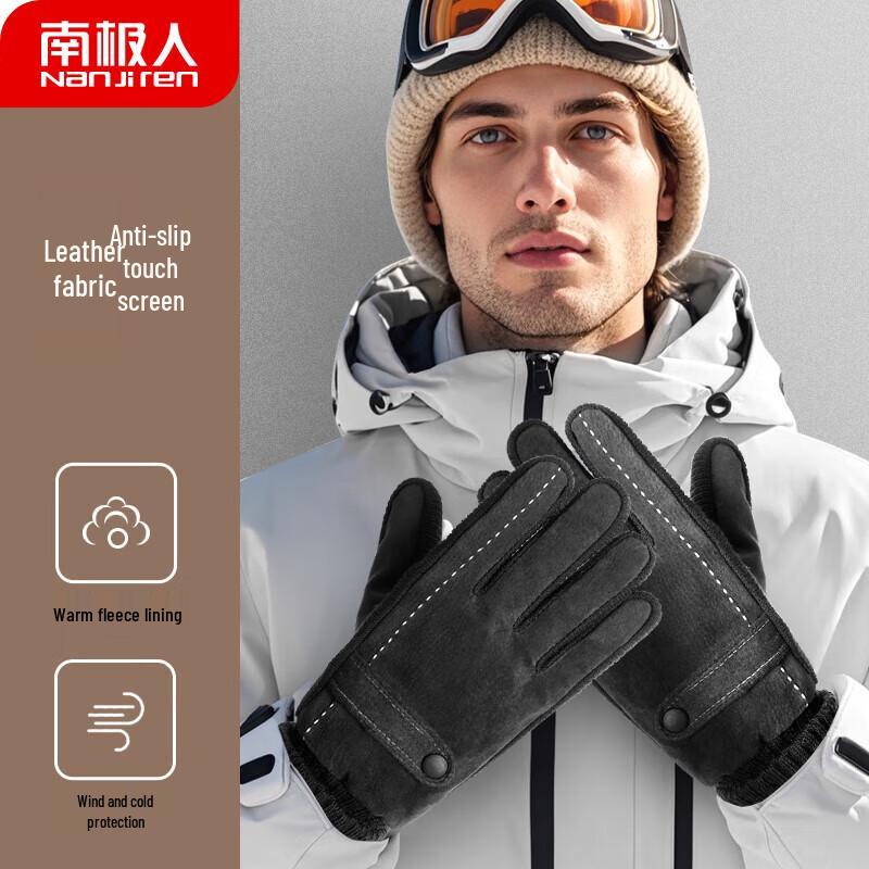 

Мужские зимние теплые кожаные перчатки Nanjiren с сенсорным экраном