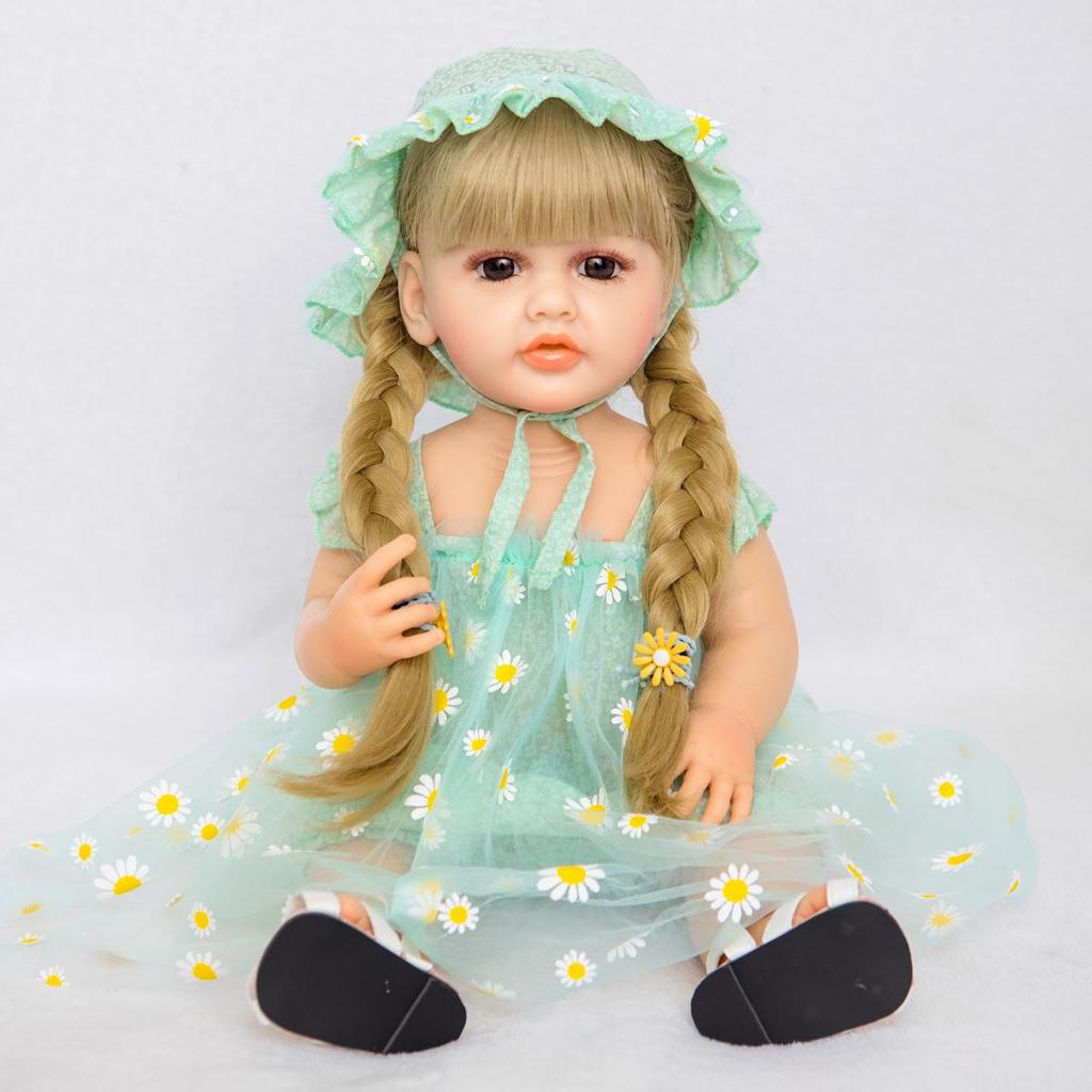 Realistyczne lalki dla dziewczynek z odrodzonymi księżniczkami 55 cm, w pełni silikonowe, winylowe, modne, złote loki, włosy, bebe, odrodzone, lalki KEIUMI