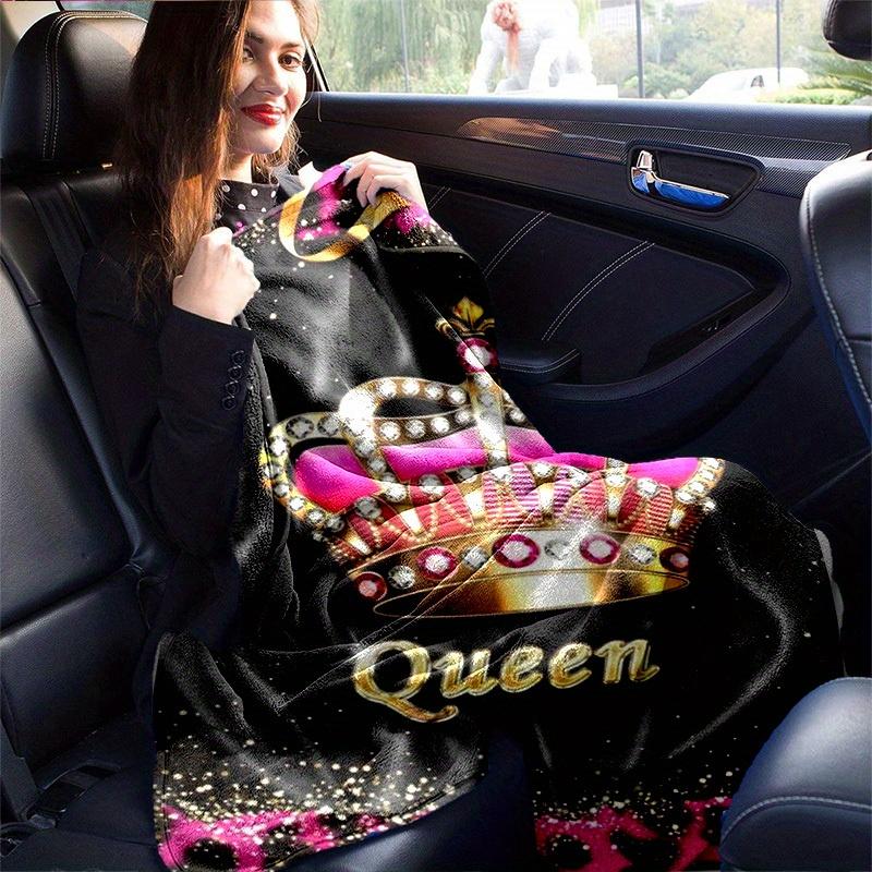 1pc. Glittery Queen Crown Leopard Print Blanket - Perfect for Home, Office, Outdoor Use, Gift Idea,