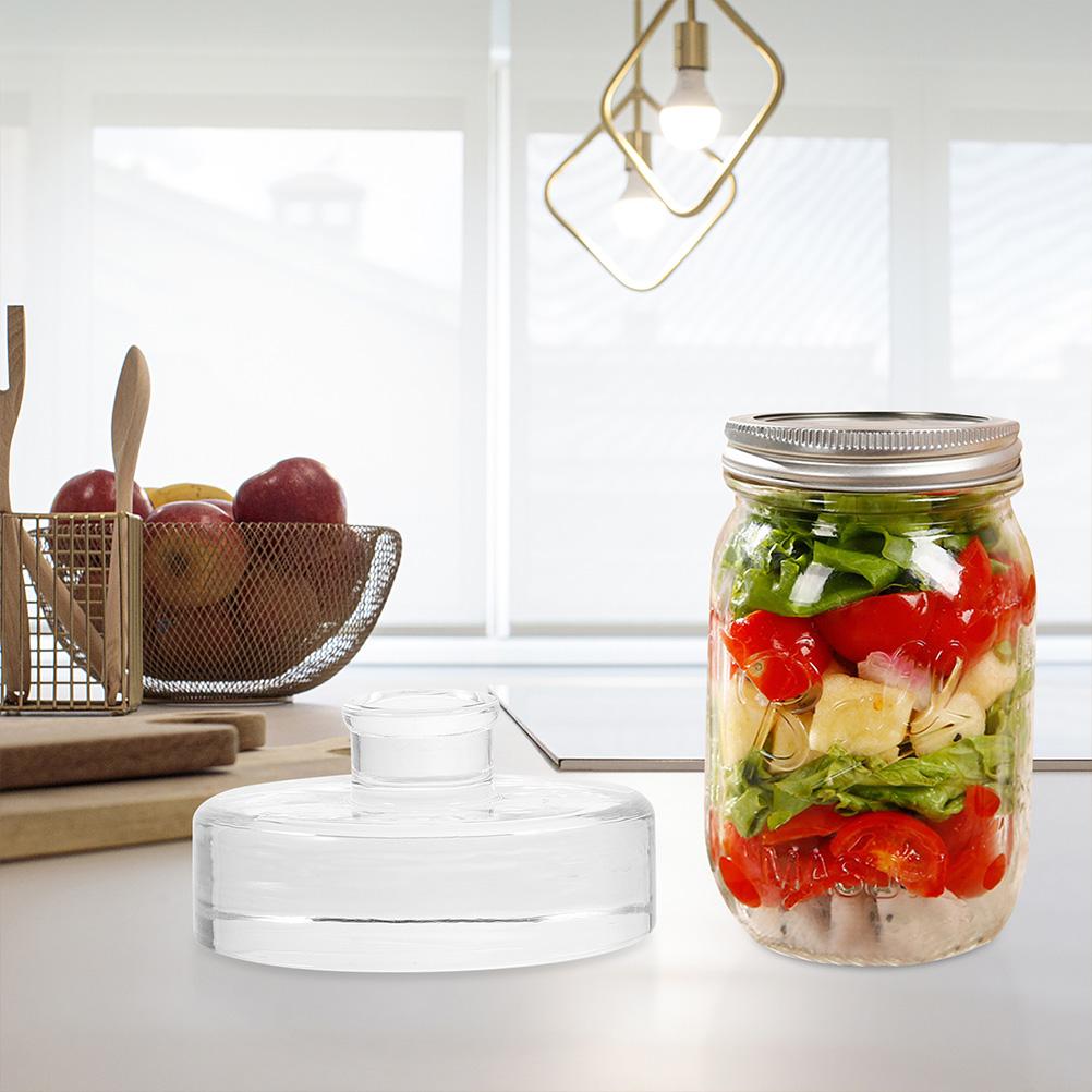 2 Pcs Fermented Glass Weights Mason Jar Small Fermenting Lids Wide Mouth for Jars Pickling Kitchen Supplies
