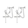 1 Pair Super Cool Cross Chain Earrings High Quality Personality Dark Street Female Bungee Handsome No Pierced Bungee Ear Clip