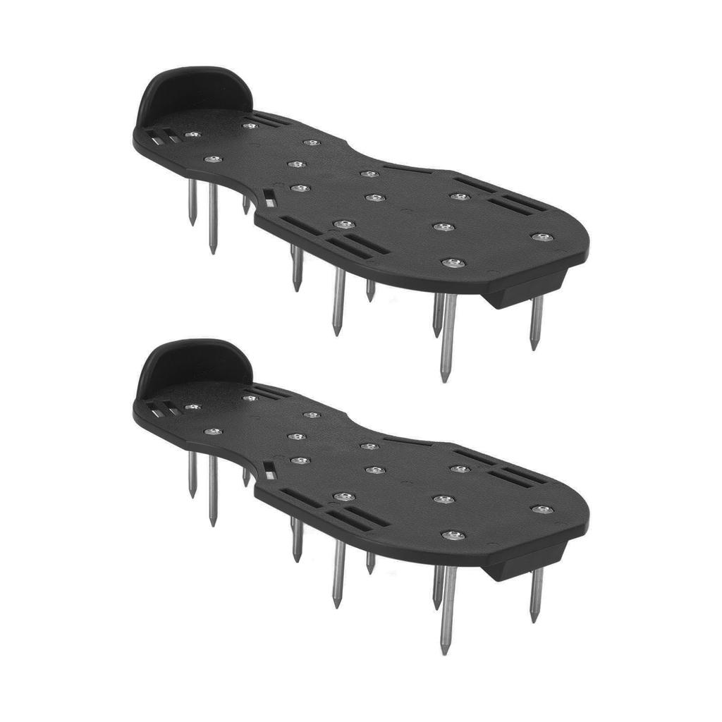 Lawn Aerator Shoes Plastic Zinc Alloy Buckles Lawn Spiked Shoes Yard Accessories with Adjustable Straps Black