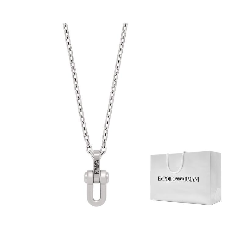 

Emporio Armani Silver Trend Casual Stainless Steel Necklace Men necklaces EGS2864040 Basic Packaging