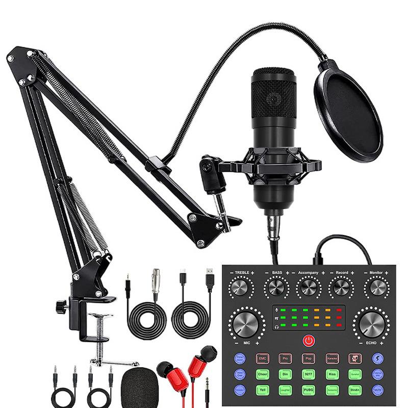 V8S Live Sound Card Podcast Equipment Bundle,with Microphone Set Device,Music/Recording Live Streaming For DJ Disco Device
