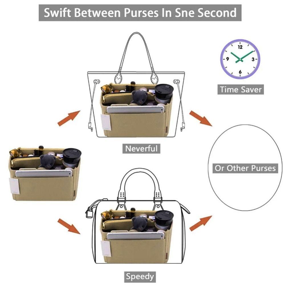 Cosmetic Organizer Storage Pouch Felt Toiletry Container Divider Insert Handbag Insert  Outdoor