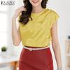 ZANZEA Women Summer Round Neck Casual Sleeveless Blouse