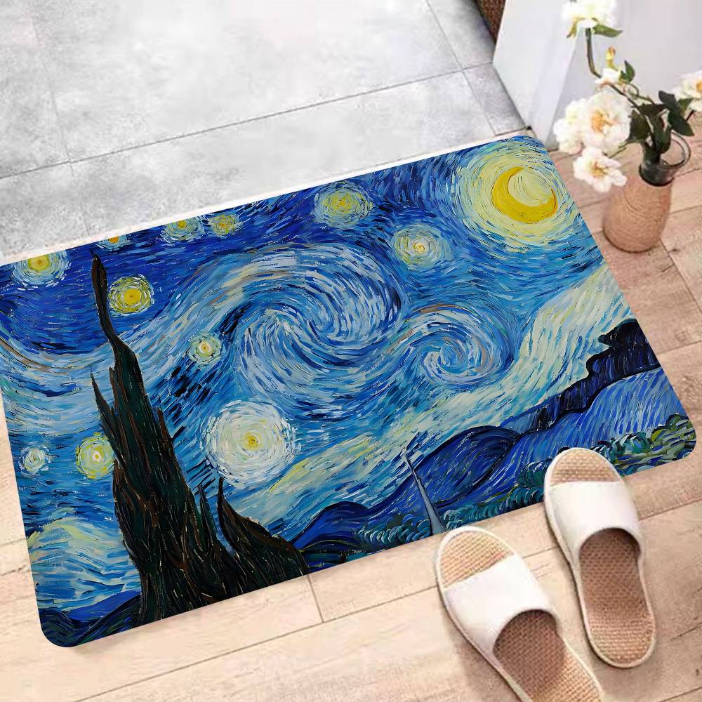 World Famous Painting Art Category Floor Mat Retro Multiple Choice Living Room Kitchen Rug Non-Slip Modern Home Decor