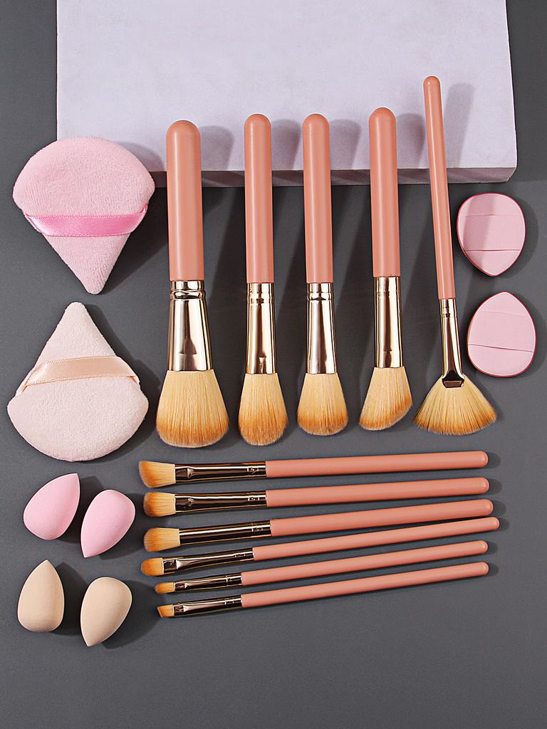 11 makeup brushes +4 sponge powder puffs +4 mini beauty eggs, non-latex, reusable, multi-functional daily travel makeup tools