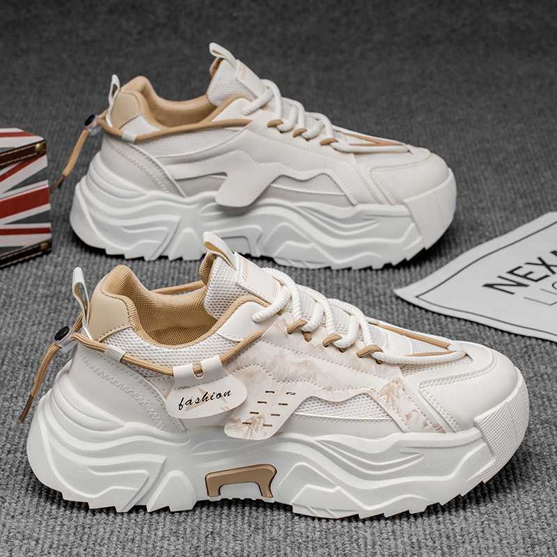 

Men s Platform Sneakers Autumn New Outdoor Non Slip Breathable Casual Shoes Comfortable Height Increase Lace Up Vulcanized Shoes 39 хаки