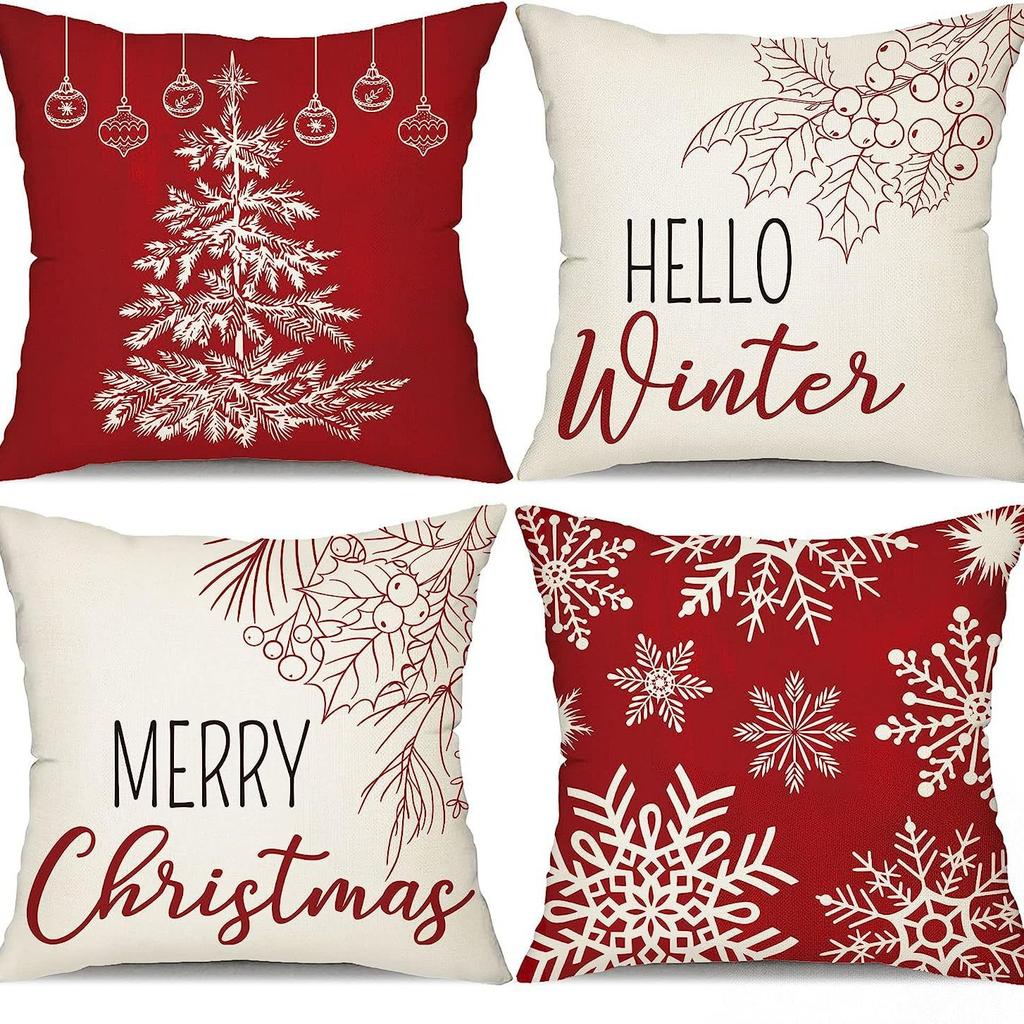 Christmas Snowman Bell Pillowcase Living Room Bedroom Bed Backrest Cushion Home Festive Atmosphere Decoration Backrest
