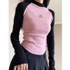 Jarné Slim tričká Patchwork Letter Print Tričká Y2k Tops Estetické vrchné oblečenie Dámske tričko