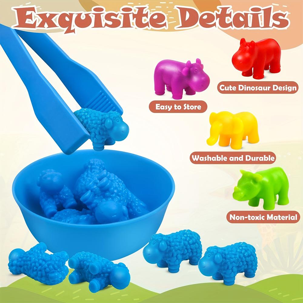 Counting Animal Toys, Matching Game with Sorting Bowl, Math Color Classification, Gift,Suitable for Children over 3 Years Old
