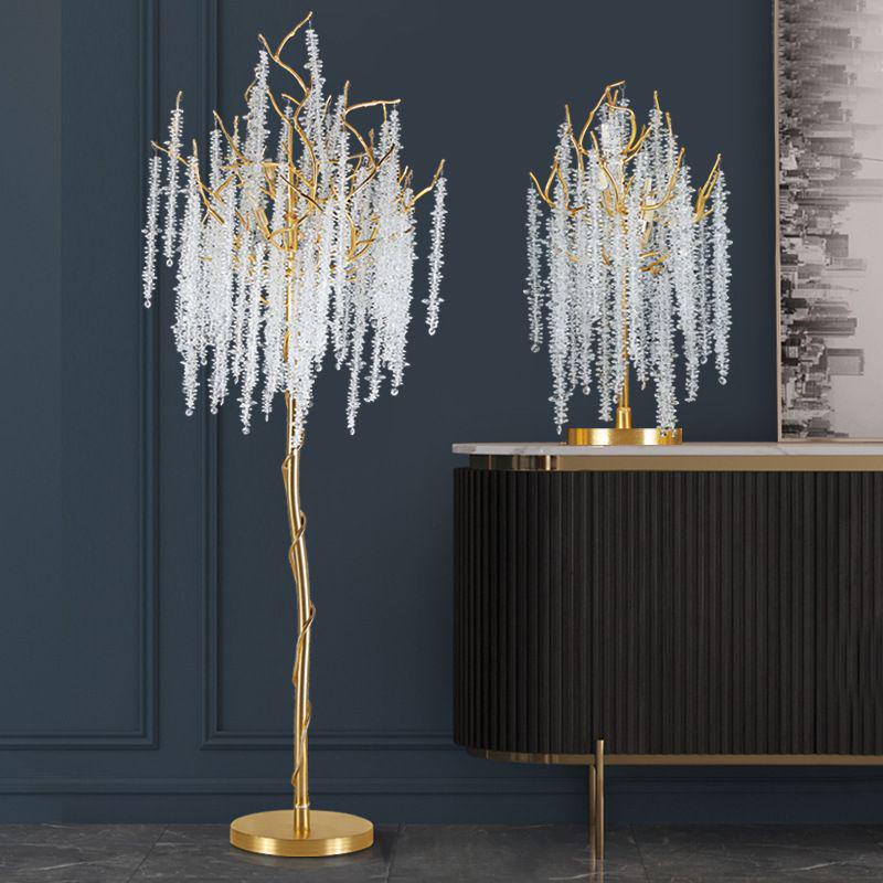 Elegant Crystal Table Lamp: French Art Deco Branch Design for Luxury Living and Dining Spaces