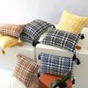 Houndstooth Two-color Woven Pillow Polyester-cotton Tassel Double-sided Office Fashion Ins Style Sofa Cushion Pillow Cover