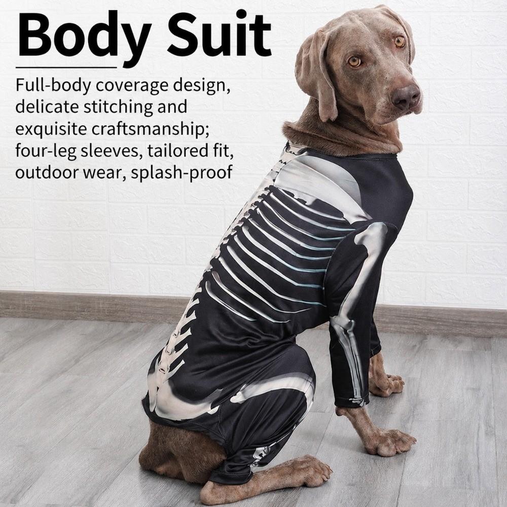 Stretchy Skeleton Dog Costume Black Dog Spooky Cool Pullover Shirt New Dog Skeleton Shirt for Dogs