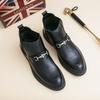 Fashion Fashion Elegantes Mens Ankle Boots New Trend Chelsea Boots Casual Leather High Top Shoes Male Metal Buckle Boats Business Shoes
