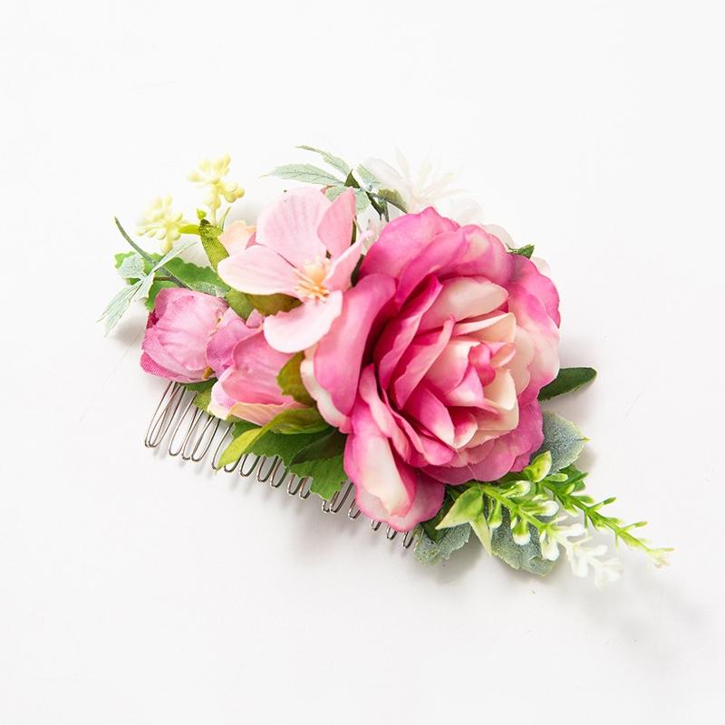 Bohemia Brides Wedding Flower Hair Comb Hairpin Bridesmaid Headdress Hair Combs Hair Accessories For Women Girls Floral Hairpins