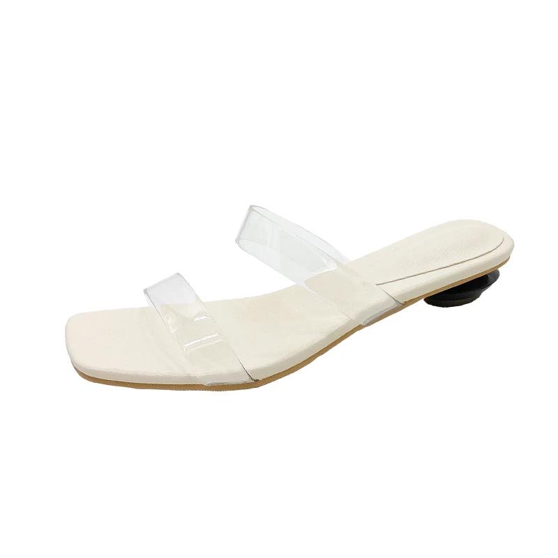 2024 Fashion Solid Color Summer Women's Shallow Mouth Jelly Slippers Open Toe High Heels Women's Slippers Transparent Sandals