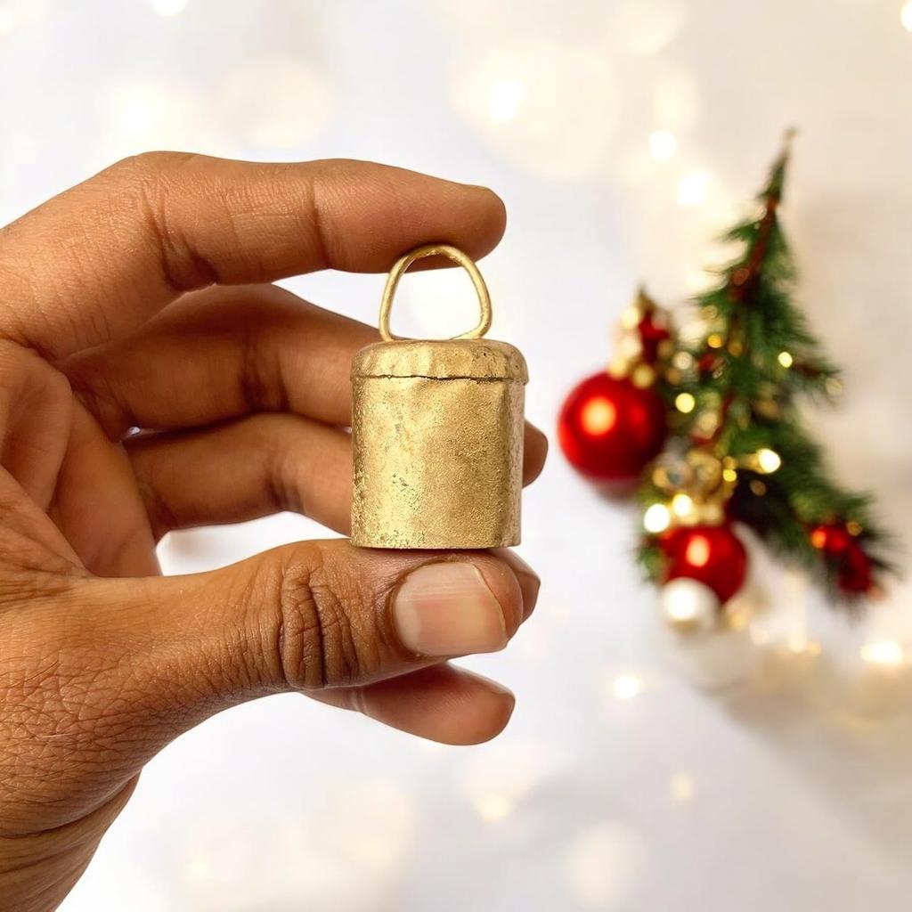 Pack of 10 Vintage Rustic Hanging Bells for Christmas Decor, Handmade Farmhouse Ornaments for DIY Craft Projects and Boho Home Styling