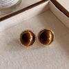 Amber Coffee French Retro Luxury Earrings - Women's Elegant Studs with Niche Design