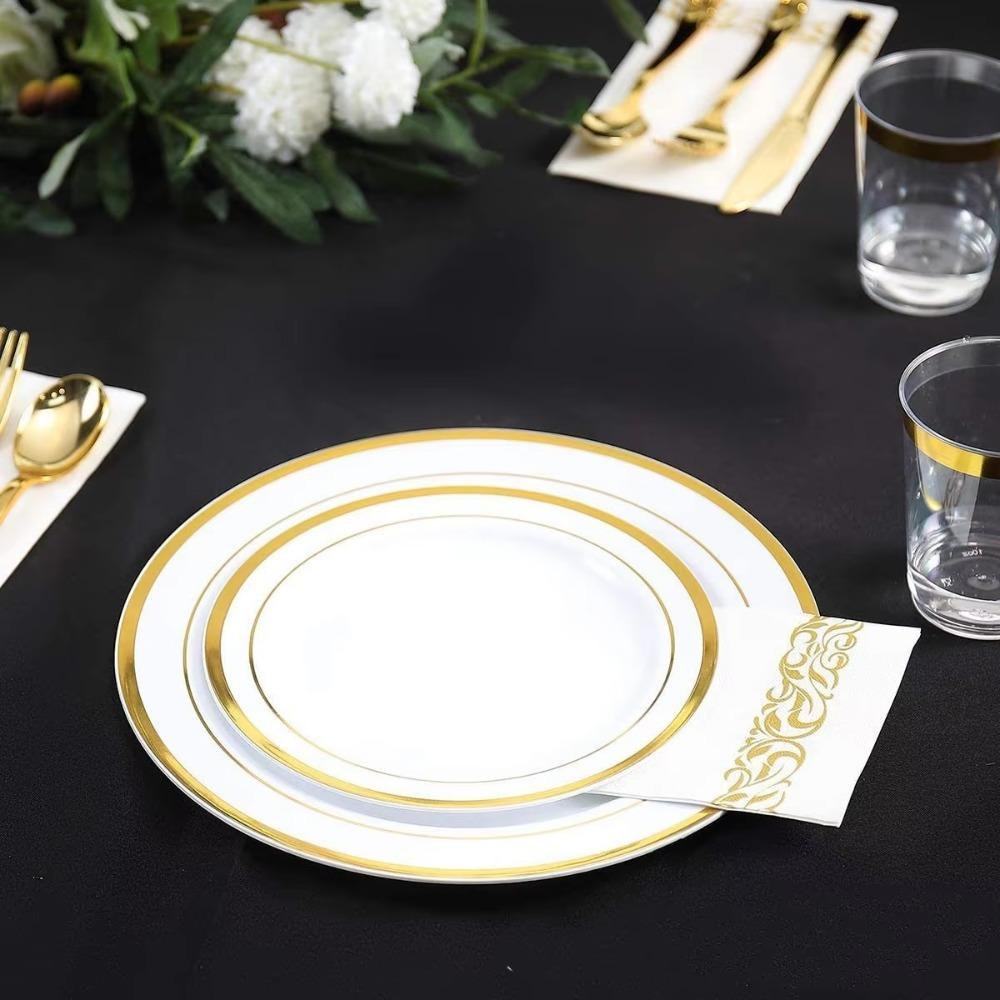 25Pcs Vintage Table Tissue Gold/Silver Printing Hand Towel Elegant Disposable Table Napkin  Banquet
