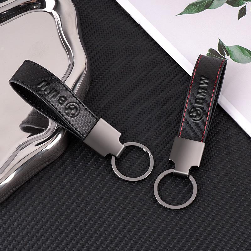 QNLT6 Carbon Fibre Leather Car Keychain Key Ring Badge Keyring Key Chain Rings For BMW F30 F10 E90 F20 E46 E60 E70 E39 E36 E87 X7 E92