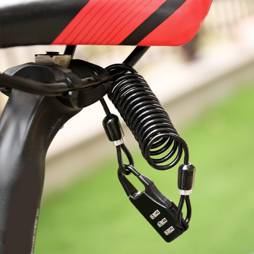 Portable Bike Lock 3 Digit Combination Antitheft Helmets Lock High Security Cable Lock for Helmets Luggages Backpack