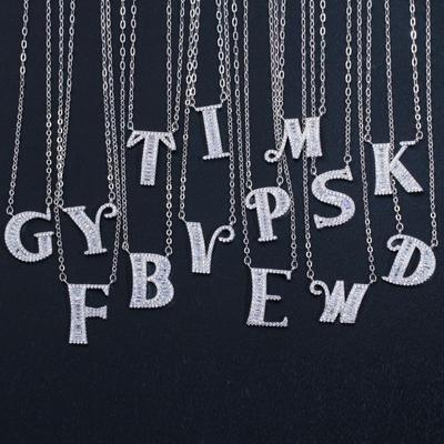 WWJ Elegant Shiny Cubic Zirconia 26 Initial Name Letter Pendant Necklace