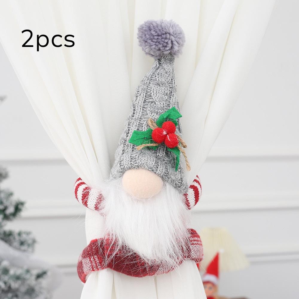 Christmas Plush Cartoon Doll Curtain Tiebacks - Festive Decoration for Hotels & Restaurants серый