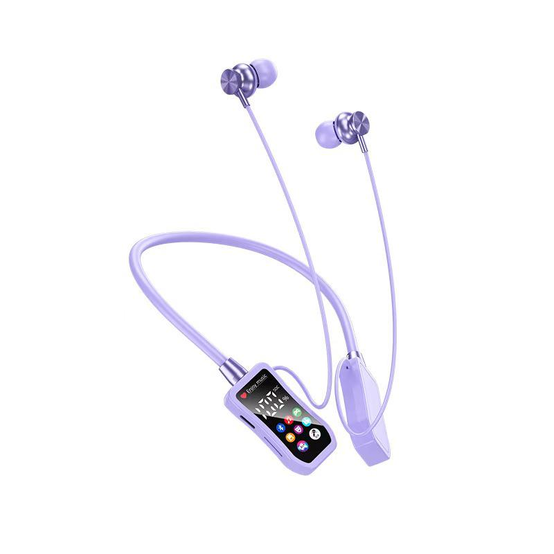 Bluetooth Sports Earphones with Digital Display, Neckband, Long Battery Life, Noise Reduction, Card Slot, and Superior Sound