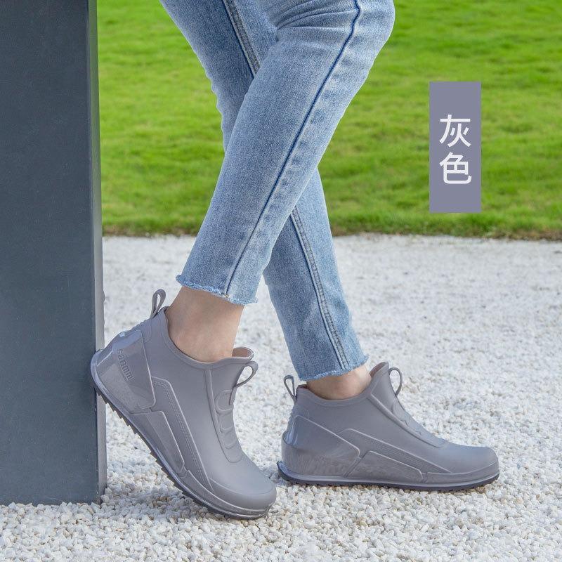 Low-top Rain Shoes Women's Tide Short Tube Shallow Mouth Girls Rain Boots Spring and Autumn Takeaway Water Shoes Fishing Rubber Shoes