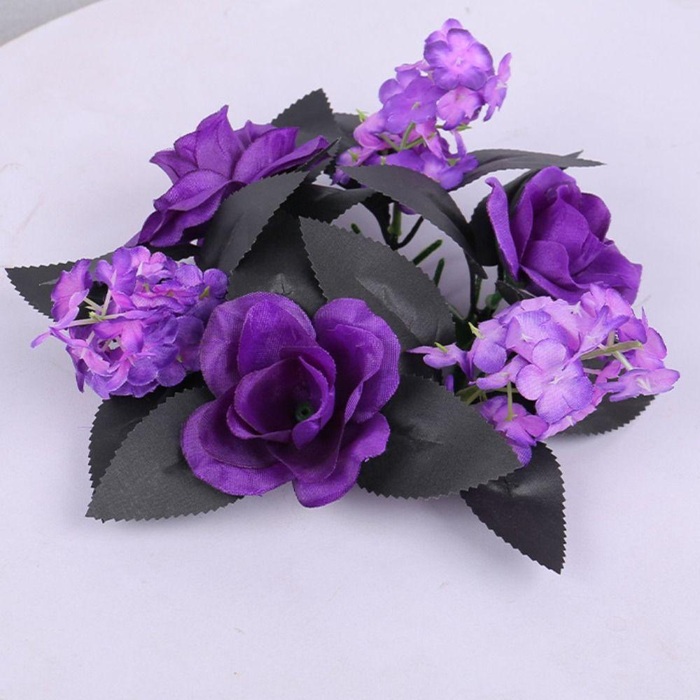 Realistic Halloween Candlestick Wreath Artificial Flower Vine Ring  Home Holiday Decorations