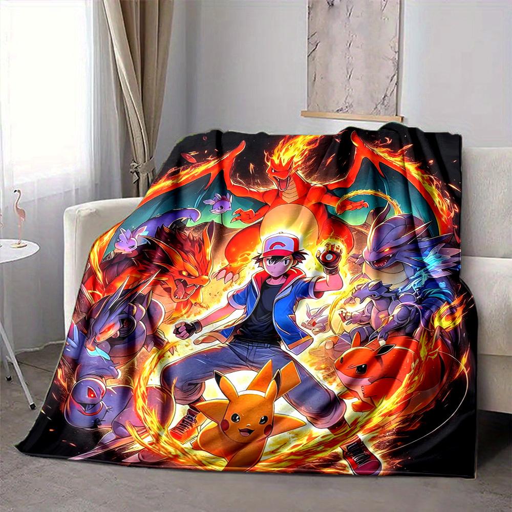 1pc , Charizard Flannel Blanket [Cozy Throw Blanket] For Sofa, Bed, Travel, Camping, Livingroom, Office, Couch, Chair, And Bed