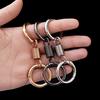 6Pcs Retro Spring Double Ring Keychain Zinc Alloy Anti-Lost Stretchy Key Organizer with Lobster Clasp Multi-functional Tool